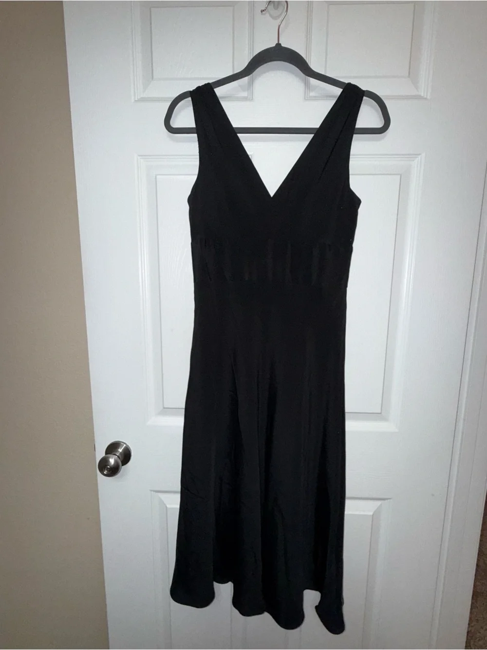 J. Crew Black V-Neck Midi Dress